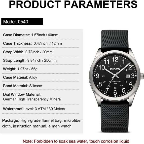 ⚡Silver Black Mens Watches Analog Quartz Sports Unisex Fashion Casual Designer - Picture 7 of 9